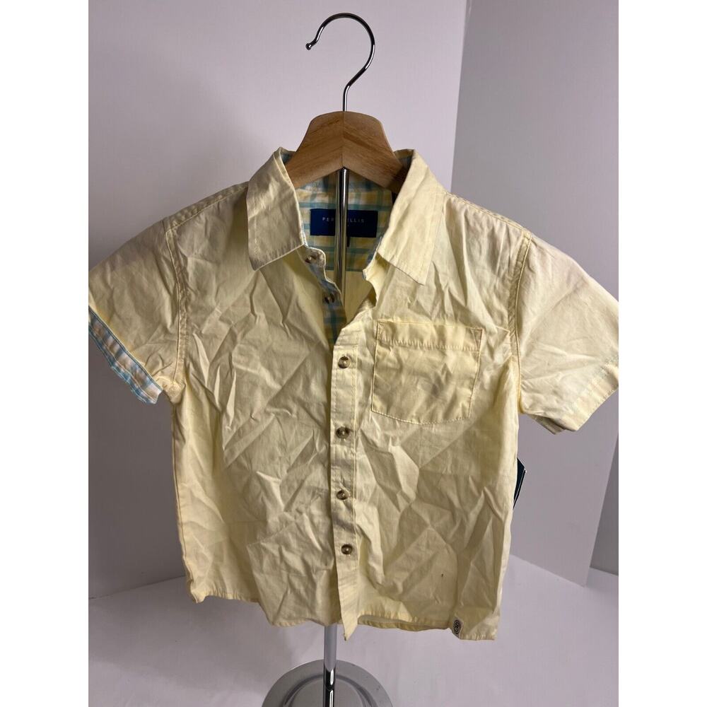 Perry Ellis Short Sleeve Button Down Shirt Boys Size 5 Yellow